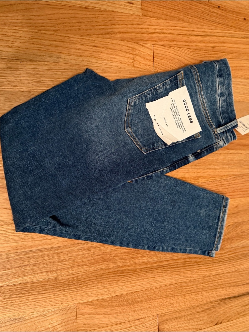 Good American Good Legs Always Fits Dark Blue Skinny Distressed Jeans - Picture 2 of 3